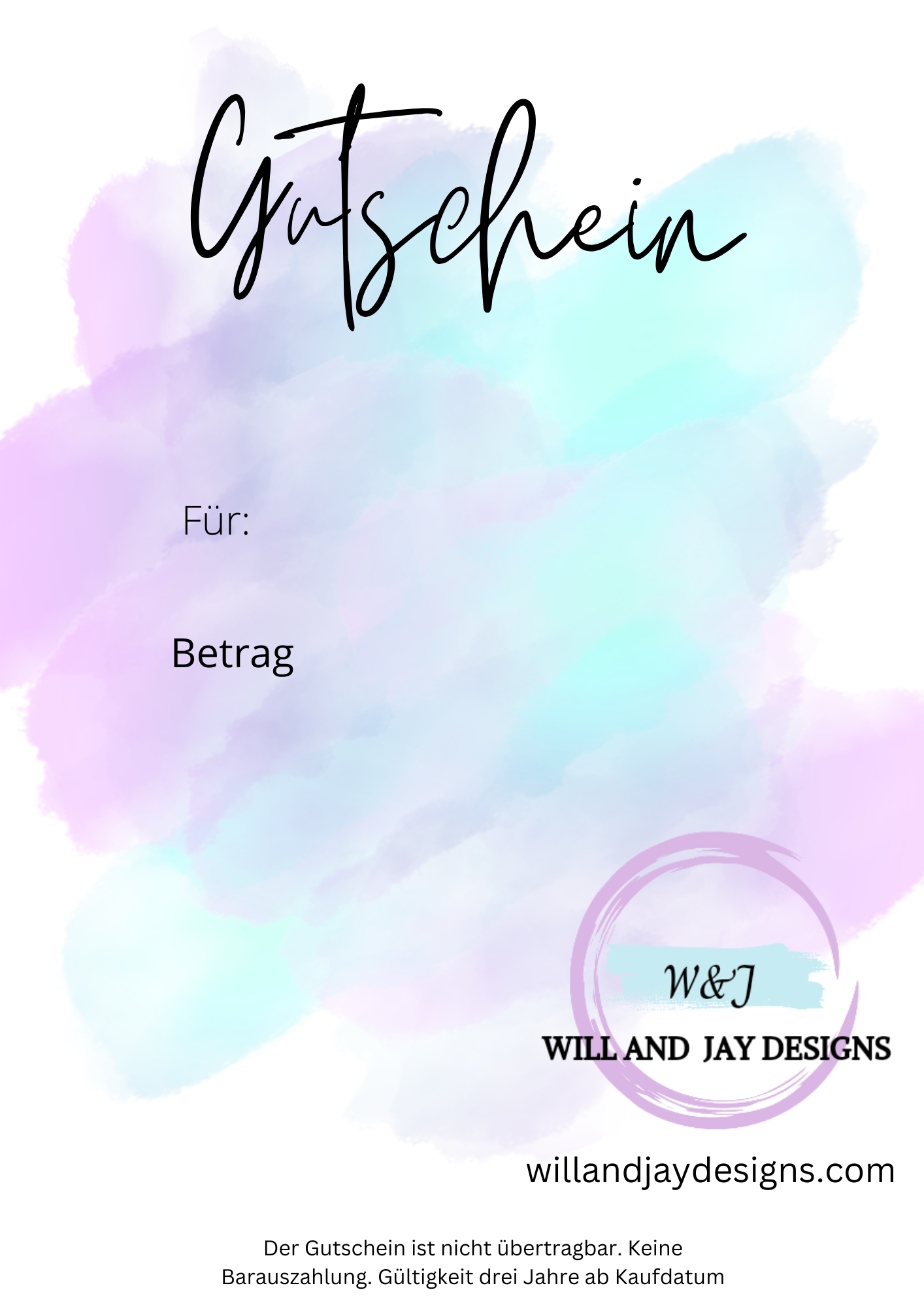WILL AND JAY GESCHENKGUTSCHEIN - WILL AND JAY DESIGNS